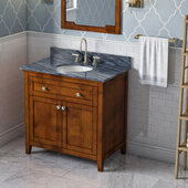  36'' Chocolate Chatham Vanity, Grey Marble Vanity Top, with Undermount Oval Sink, 37'' W x 22'' D x 35-3/4'' H