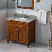  36'' Chocolate Chatham Vanity, Steel Grey Cultured Marble Vanity Top, with Undermount Rectangle Sink, 37'' W x 22'' D x 36'' H