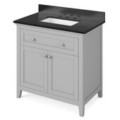  36'' W Grey Chatham Vanity Cabinet Base with Black Granite Vanity Top and Undermount Rectangle Bowl