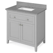  36'' W Grey Chatham Vanity Cabinet Base with Steel Grey Cultured Marble Vanity Top and Undermount Rectangle Bowl