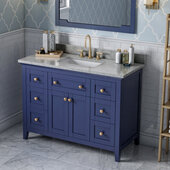  48'' W Hale Blue Chatham Single Vanity Cabinet Base with Steel Grey Cultured Marble Vanity Top and Undermount Rectangle Bowl