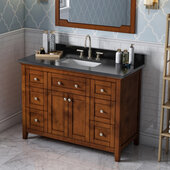  48'' W Chocolate Chatham Single Vanity Cabinet Base with Black Granite Vanity Top and Undermount Rectangle Bowl