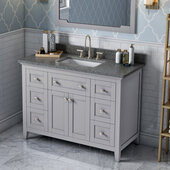  48'' W Grey Chatham Single Vanity Cabinet Base with Boulder Cultured Marble Vanity Top and Undermount Rectangle Bowl