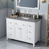  48'' W White Chatham Single Vanity Cabinet Base with Boulder Cultured Marble Vanity Top and Undermount Rectangle Bowl