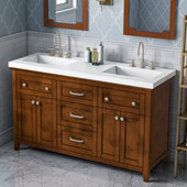 60'' Chocolate Chatham Vanity, Double Sink, Lavante Cultured Marble Vessel Vanity Top, with Double Integrated Rectangle Sinks, 61'' W x 22'' D x 37-1/2'' H