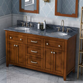  60'' Chocolate Chatham Vanity, Double Sink, Grey Marble Vanity Top, with (2x) Undermount Oval Sinks, 61'' W x 22'' D x 35-3/4'' H