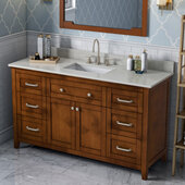 60'' Chocolate Chatham Vanity, Arctic Stone Cultured Marble Vanity Top, with Undermount Rectangle Sink, 61'' W x 22'' D x 36'' H