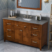  60'' W Chocolate Chatham Single Vanity Cabinet Base with Boulder Cultured Marble Vanity Top and Undermount Rectangle Bowl