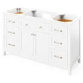  60'' White Chatham Bathroom Vanity Base Cabinet Only, 60'' W x 21-1/2'' D x 35'' H