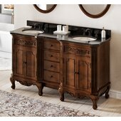  60'' Nutmeg Clairemont Vanity, Double Bowl, Clairemont-Only Black Granite Vanity Top, Two Undermount Oval Bowls