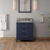  Katara 30'' Hale Blue Single Bowl Vanity with Boulder Cultured Marble Vanity Top and Undermount Rectangle Bowl