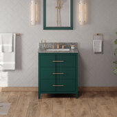  Katara 30'' Forest Green Single Bowl Vanity with Boulder Cultured Marble Vanity Top and Undermount Rectangle Bowl