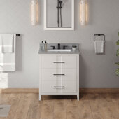  Katara 30'' White Single Bowl Vanity with Steel Grey Cultured Marble Vanity Top and Undermount Rectangle Bowl