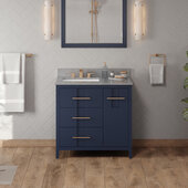  Katara 36'' Hale Blue Single Bowl Vanity with Left Offset, Steel Grey Cultured Marble Vanity Top and Undermount Rectangle Bowl