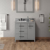  Katara 36'' Grey Single Bowl Vanity with Left Offset, Steel Grey Cultured Marble Vanity Top and Undermount Rectangle Bowl