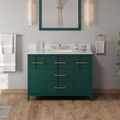  Katara 48'' Forest Green Single Bowl Vanity with White Carrara Marble Vanity Top and  Undermount Rectangle Bowl