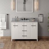  Katara 48'' White Single Bowl Vanity with Steel Grey Cultured Marble Vanity Top and  Undermount Rectangle Bowl