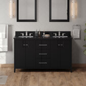  Katara 60'' Black Double Bowl Vanity with Black Granite Vanity Top and Two Undermount Rectangle Bowls