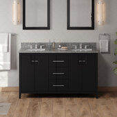  Katara 60'' Black Double Bowl Vanity with Boulder Cultured Marble Vanity Top and Two Undermount Rectangle Bowls