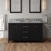  Katara 60'' Black Double Bowl Vanity with Steel Grey Cultured Marble Vanity Top and Two Undermount Rectangle Bowls