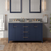  Katara 60'' Hale Blue Double Bowl Vanity with Boulder Cultured Marble Vanity Top and Two Undermount Rectangle Bowls