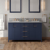  Katara 60'' Hale Blue Double Bowl Vanity with Steel Grey Cultured Marble Vanity Top and Two Undermount Rectangle Bowls