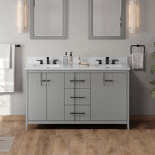  Katara 60'' Grey Double Bowl Vanity with White Carrara Marble Vanity Top and Two Undermount Rectangle Bowls