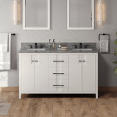  Katara 60'' White Double Bowl Vanity with Boulder Cultured Marble Vanity Top and Two Undermount Rectangle Bowls