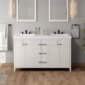  Katara 60'' White Double Bowl Vanity with Lavante Cultured Marble Vessel Vanity Top and Two Integrated Rectangle Bowls
