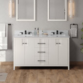  Katara 60'' White Double Bowl Vanity with White Carrara Marble Vanity Top and Two Undermount Rectangle Bowls