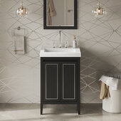  Percival 24'' Black Single Bowl Vanity with Lavante Cultured Marble Vessel Vanity Top and Integrated Rectangle Bowl