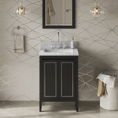  Percival 24'' Black Single Bowl Vanity with White Carrara Marble Vanity Top and Undermount Rectangle Bowl