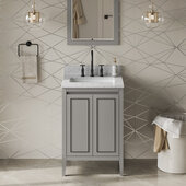  Percival 24'' Grey Single Bowl Vanity with White Carrara Marble Vanity Top and Undermount Rectangle Bowl