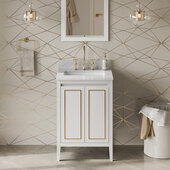  Percival 24'' White Single Bowl Vanity with White Carrara Marble Vanity Top and Undermount Rectangle Bowl