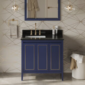  Percival 36'' Hale Blue Single Bowl Vanity with Left Offset, Black Granite Vanity Top, and Undermount Rectangle Bowl