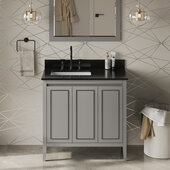  Percival 36'' Grey Single Bowl Vanity with Left Offset, Black Granite Vanity Top, and Undermount Rectangle Bowl