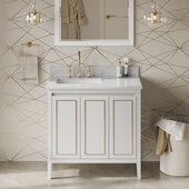  Percival 36'' White Single Bowl Vanity with Left Offset, White Carrara Marble Vanity Top, and Undermount Rectangle Bowl