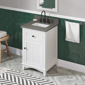  24'' W White Savino Single Vanity Cabinet Base with Boulder Cultured Marble Vanity Top and Undermount Rectangle Bowl