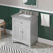  30'' W Grey Savino Single Vanity Cabinet Base with Steel Grey Cultured Marble Vanity Top and Undermount Rectangle Bowl