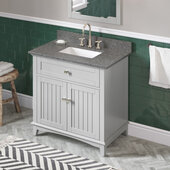  36'' W Grey Savino Single Vanity Cabinet Base with Boulder Cultured Marble Vanity Top and Undermount Rectangle Bowl