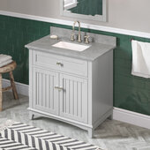 36'' W Grey Savino Single Vanity Cabinet Base with Steel Grey Cultured Marble Vanity Top and Undermount Rectangle Bowl