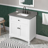  36'' W White Savino Single Vanity Cabinet Base with Boulder Cultured Marble Vanity Top and Undermount Rectangle Bowl
