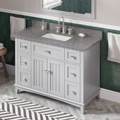  48'' W Grey Savino Single Vanity Cabinet Base with Boulder Cultured Marble Vanity Top and Undermount Rectangle Bowl