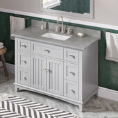  48'' W Grey Savino Single Vanity Cabinet Base with Steel Grey Cultured Marble Vanity Top and Undermount Rectangle Bowl