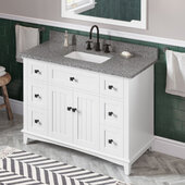  48'' W White Savino Single Vanity Cabinet Base with Boulder Cultured Marble Vanity Top and Undermount Rectangle Bowl