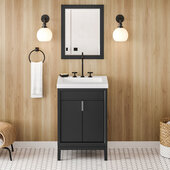  Theodora 24'' Black Single Bowl Vanity with Lavante Cultured Marble Vessel Vanity Top and Integrated Rectangle Bowl