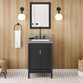  Theodora 24'' Black Single Bowl Vanity with Steel Grey Cultured Marble Vanity Top and Undermount Rectangle Bowl