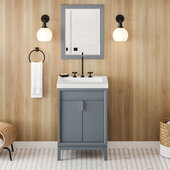  Theodora 24'' Blue Steel Single Bowl Vanity with Lavante Cultured Marble Vessel Vanity Top and Integrated Rectangle Bowl