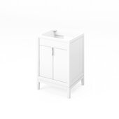  24'' White Theodora Bathroom Vanity Base Cabinet Only, 24'' W x 21-1/2'' D x 35'' H