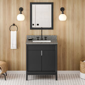  Theodora 30'' Black Single Bowl Vanity with Boulder Cultured Marble Vanity Top and Undermount Rectangle Bowl